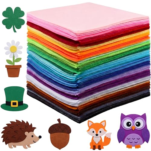 Reginary 120 Pcs 6 x 6 Inch, 2mm Thick Felt Sheets Bulk for Craft 40 Assorted Color Felt Fabric Squares Stiff Paper for Back to School Festival Holiday DIY Craft Sewing Patchwork - size: 6 x 6 Inch, 2mm Thick