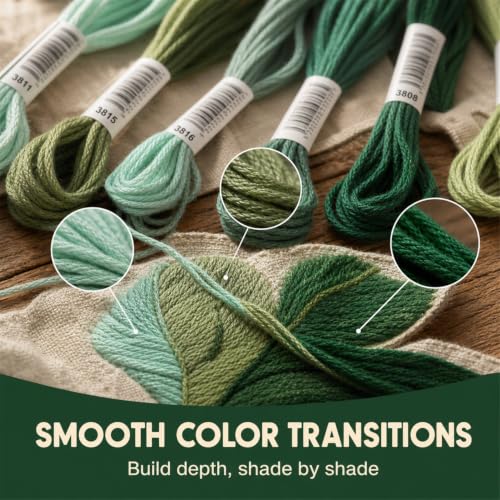 Embroidery Thread & Floss, 20-Color Lake Blue Series, 8 Meters/Skein (160M Total), for Friendship Bracelets, Cross Stitch & Tassels