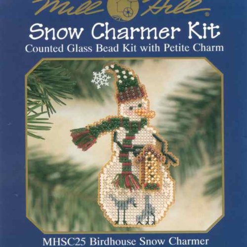 Birdhouse Snow Charmer Beaded Counted Cross Stitch Christmas Ornament Snowman Kit Mill Hill 2001 Snow Charmers MHSC25