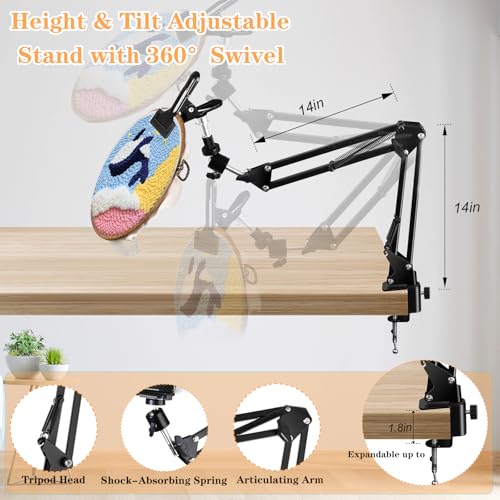 Adjustable Hand Embroidery Hoop Stand,Black Cross Stitch Hoop Holder with 360° Rotation,3-in-1 Hoop/Tablet/Phone Stand Hand Free,Needlepoint Hoop Stand,Cross Stitch Stand Suitable for Embroidery Hoops - style: 1PC-Black