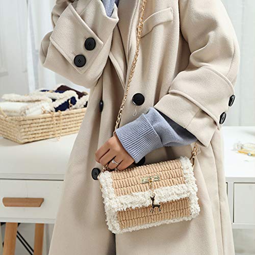 ABOOFAN DIY Woven Purse Material Kit Cross Stitch Purse Canvas with Deer Pendant Handmade Bag Accessory for Phone Cosmetics Gift Making 7.28 X 4.13 X 1.57 in
