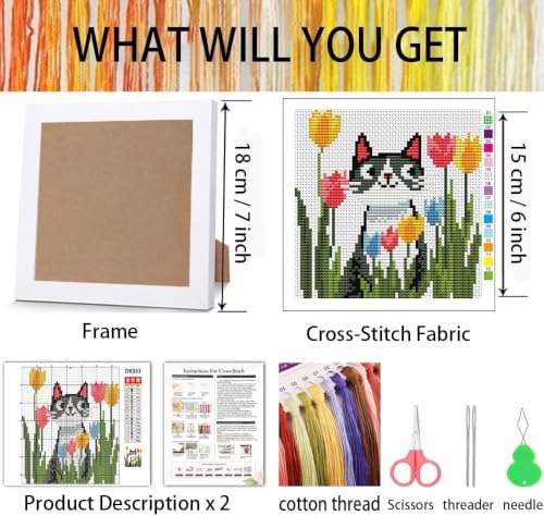 Tulip Cross Stitch Kits, Cross Stitch Kits for Adults Beginner with Framed - color: cross stitch Framed-6