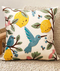 Embroidered Throw Pillow Cover 20x20 Inch, Bird Lemon - color: Bird Lemon, size: 20" x 20" (Pack of 1)