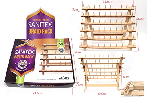 Laflare Braid Rack 60 Spools, PP Braiding Hair Stand, Thread Rack, Sewing Organizer, Quilting, Embroidery - Versatile Extension Holder - color: 1. Wood Color