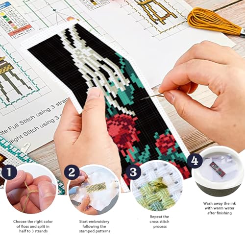 ORIGACH 6 Set Gothic Patterns Cross Stitch Bookmark Kit for Beginner - style: Gothic Patterns