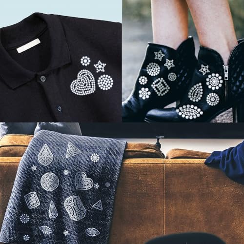 26 Pcs Diamond Pattern Iron on Rhinestones Transfer, Bling Crystal Clothing Repair Applique Heat Transfer Patches for T-Shirt Vest Shoes Hat Jacket Pants Bags Decor - style: Mixed Shapes