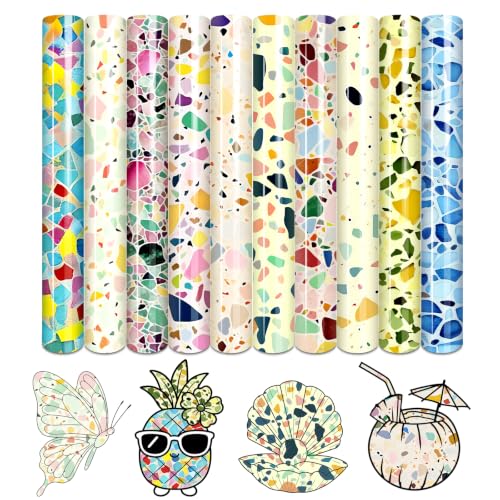 Tintnut Terrazzo Heat Transfer Vinyl,10 Sheets 12"x10" Iron on Vinyl - color: Terrazzo-10