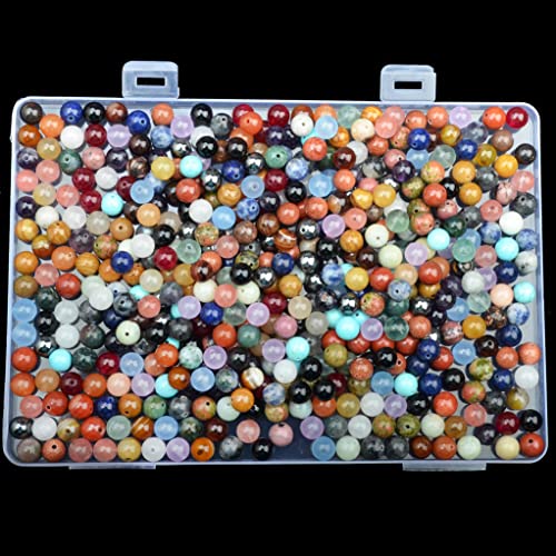 6mm Natural Mixed Materials Gemstones Beads Tiny Spacer Round Loose Beads Jewelry Making KIT with Thread 960 PCS(24 Natural, 6mm) - color: 24 Natural, size: 6mm