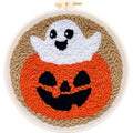 Punch Needle Kit for Beginners Adults-Pumpkin Ghost, with Embroidery Hoop - color: Punch Needle kit-Pumpkin Ghost