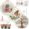 FEIYUENO 3 Sets Embroidery Stitch Kit for Beginners Adults (Tree Book) - color: Book Tree