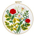 Zhenqing Rose and Lily Cross Stitch Kit for Beginners - 11CT 24x24cm Pre-Printed Pattern with Embroidery Hoop, Threads & Tools, Floral Design(70519) - color: Rose and Lily