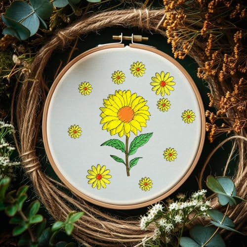 BENECREAT 4Sheets 111Pcs Sunflowers Butterfly Water Soluble Embroidery, 11.7x8.3inch Daisy Flower Cat Stick and Stitch Embroidery Paper Stabilizer for Shirts, Coats, Bags - style: Sunflowers Butterfly