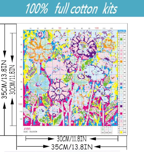 Flowers Stamped Cross Stitch Kits Printed Dimensions Embroidery Art Craft - color: J191-01