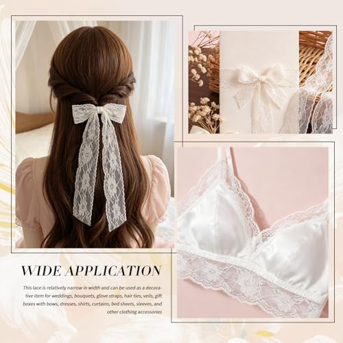 Lace Trim Ribbon, 10-Yard White Lace Ribbon,2.7 Inch Width White Laces Trims Delicate Floral Pattern Ribbons for Crafts Sewing and Bridal Wedding Dress Applique Decorations - color: White009, Length: 10 Yard, Width: 2.7 inch