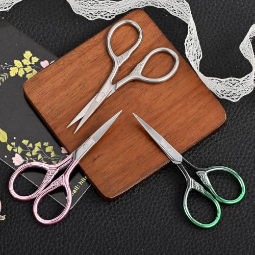 Small Sharp Scissors for Women Men Eyebrow Hair Beauty Grooming - color: Dark Green