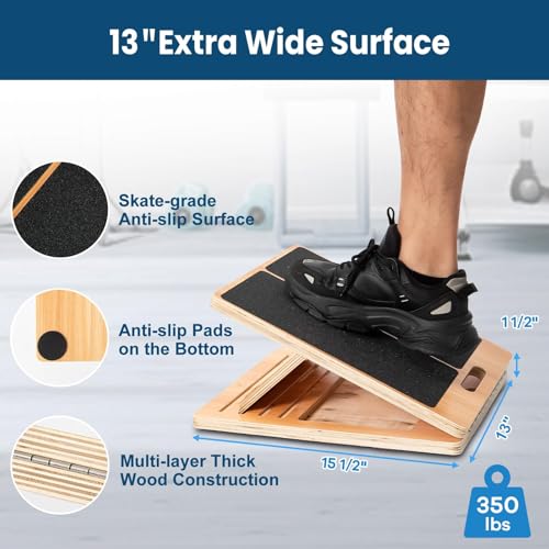 StrongTek Wooden Slant Board, 13-Inch Wide, 5 Adjustable Angles 15°-35°