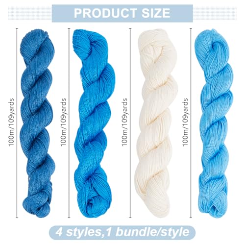 FREEBLOSS 4 Pcs Sashiko Thread Sashiko Skein 100 Meters*4 Colors Cotton Embroidery Thread Japanese Quilting & Embroidery Sashiko Kit Supplies for Art Craft Gift - color: Blue&White