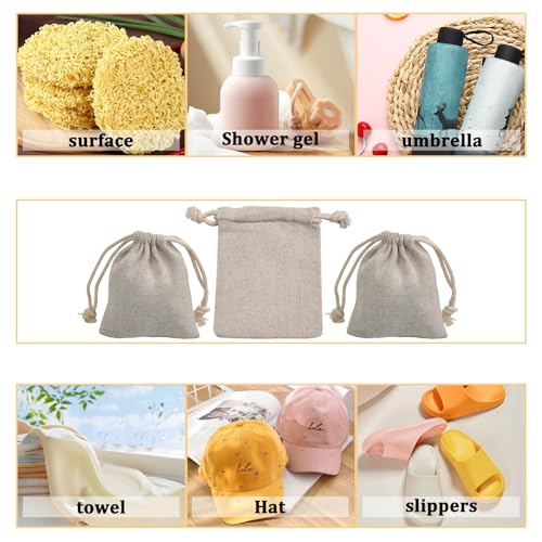 calary 50pcs Double Canvas Drawstring Bag Cotton Pouch Gift Sachet Muslin Reusable Tea Bag - style: 10.6x12.5Inch (Pack of 50)