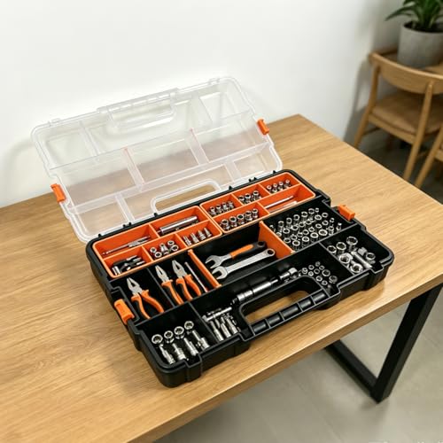 1-Pack Parts Tool Box Organizers,21-Compartments Organizer Box with Removable Dividers for Hardware, Screws, Bolts, Nails, Beads, Jewelry and Fishing Accessories,Stackable (1 pcs) - color: 1 pcs