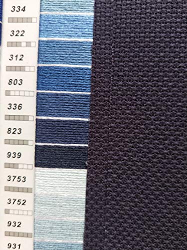 KCS 2 pc of 15" x 18" Counted Cross Stitch Cotton Aida Cloth Needlework Fabric (Navy Blue, 14CT) - color: Navy Blue, size: 14CT