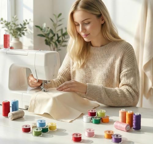 ilauke 50Pcs Bobbins Sewing Thread with Case, SizeA Class15 - color: 50 color
