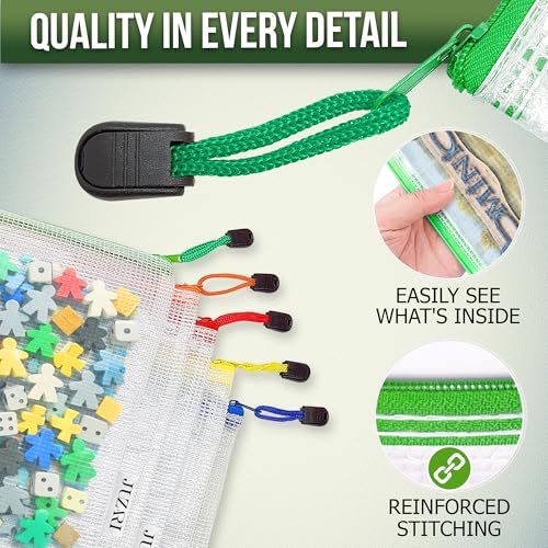 5 Pack Mesh Zipper Pouch Bags 10x14 inch - Plastic Zipper Pouches for Organizing - Document Bags with Zippered - Letter Size Zippered Pouch - Document Pouches Clear Zip Bags - Mesh Storage Bags - size: 5 Pack 10x14
