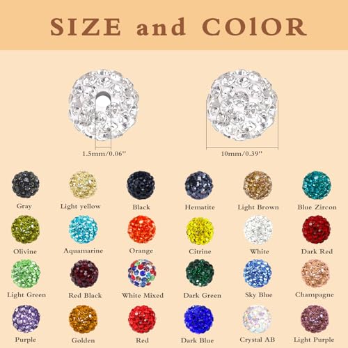 216 Pcs 10mm Clay Rhinestone Beads, Glitter Sparkle Baseball Beads, Shiny Disco Ball Design Beads for Jewelry Making, Craft Supplies for Adult Bracelets Necklaces Earrings Decoration (Kit 2) - color: Kit 2