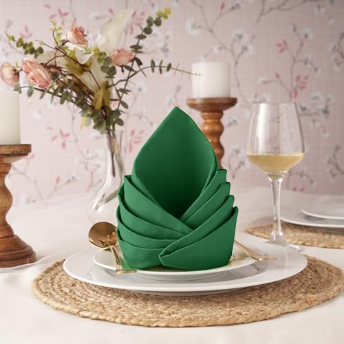 Blue Needles Solid Cloth Napkins 100% Cotton Set of 12-18 x 18 Inches - color: St Patrick's Green, size: 18" x 18" (Set of 12)