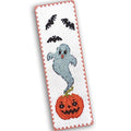 Povitrulya Counted Cross Stitch Bookmark Kit 'Pumpkin Ghost' - DIY Embroidery Set for Adults - color: Ghost
