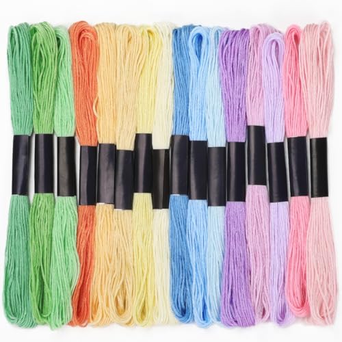 Embroidery Floss 16 Skeins 8.7 Yard Macaron Colors Friendship Bracelet String Cross Stitch Threads for Jewelry Making Bracelet Stitching Thread Floss Bracelets Making Yarn - color: Macaron Colors