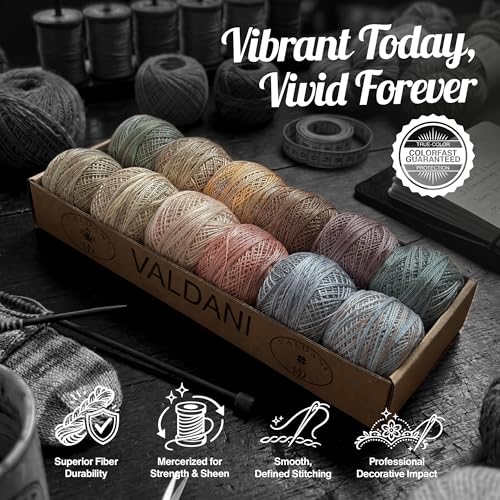 Valdani Pearl Cotton Sz 12 | Muddy Monet | 12 Balls | 109 Yds/Ball - color: Muddy Monet S12, size: 12