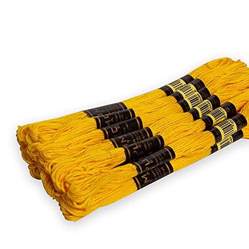 Pack of 12 Premium Embroidery Thread | 100% Egyptian Cotton Premium Skeins | Cross Stitch Embroidery Floss | Oeko TEX Certified Stranded Cotton | (Canary Yellow 298) - color: Canary Yellow 298