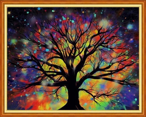 Dooxvey Cross Stitch Kit for Adult Beginners - Moonlight Tree 16x20 inch Pattern - color: Manual Arts 05