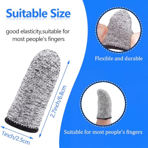 Honoson 20 Pcs Cut Resistant Finger Cots, Reusable, 2.2 Inch, Gray Black - color: Gray Black, size: 2.2 Inch
