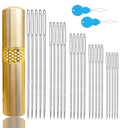 Premium Large Eye Sewing Needles,5 Size Sharp Needles for Hand Sewing,Embroidery,Quilting,Stitching,Repair - Stainless Steel Leather Thread Needle,Yarn Sewing Tapestry Needles with Threader - color: Silver