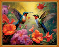 Dooxvey Cross Stitch Kit for Adults Beginners - Stamped Needlepoint Embroidery Kit, 11CT Pattern Hummingbird Flowers, 16x20 Inch - color: Artpattern01