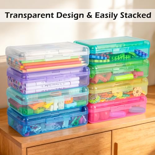 Double Layer Plastic Clear Hard Pencil Cases Box with Personalized sticker - color: Dark Gray-Stickers