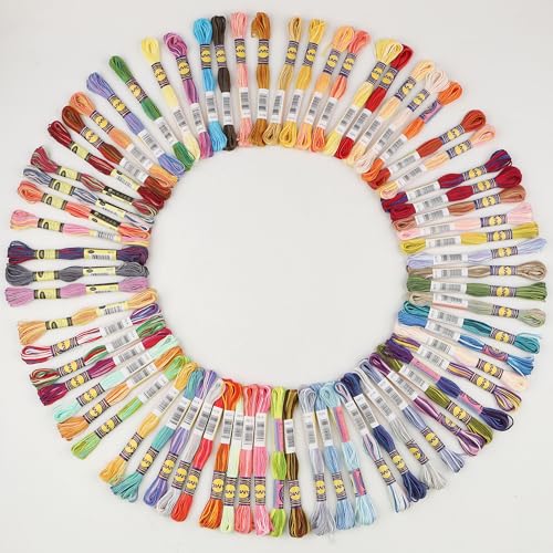 70 Skeins Variegated Mercerized Egyptian Cotton Rainbow Color for Embroidery Floss Cross Stitch Threads Friendship Bracelets Floss Craft Floss (70 Colors Set) - color: 70 colors set