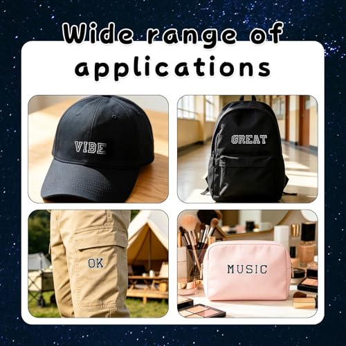 0.7 inch Black Iron on Letters Patches, Embroidery Fabric Letters Applique Patch for Clothing, Jackets, Jeans, Hats, Backpacks, Socks, 104pcs - color: Black, size: 0.7 inch