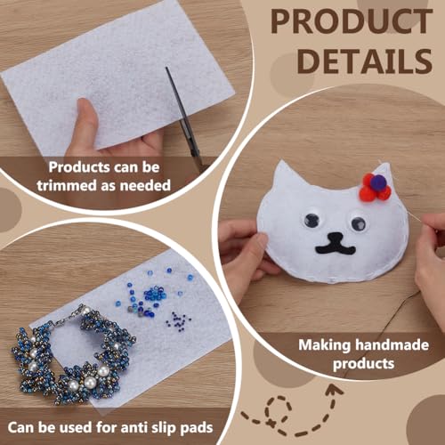 FINGERINSPIRE 12 Sheet Stiff Stuff Beading Foundation White 5.9x3.93inch Rectangle Bead DIY Craft Fabric Embroidery Needle Felt for Bead & Stitch Embroidery Bead Sewing Accessories