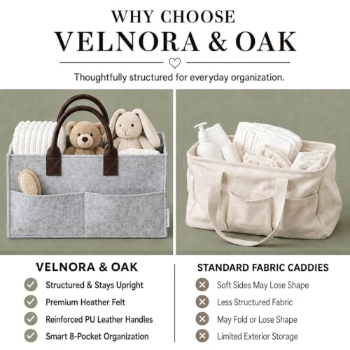 Felt Diaper Caddy Organizer, Nursery & Car Organizer - color: Grey