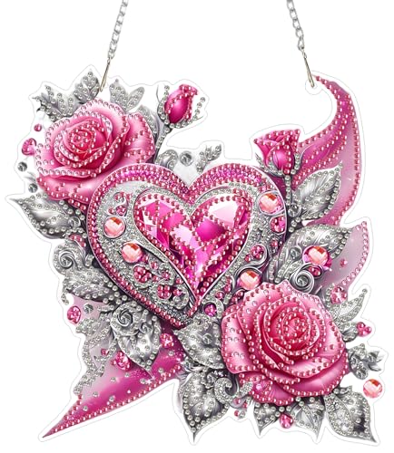 ZeeLionArt Hanging Diamonds Art kit for Adult,DIY Valentine's Day Pendant Diamond Painting Art,7.7x7.7in Acrylic Diamonds Painting Board Kit Ornament, Special Crystal Diamond Hanging Ornament - color: DP02299