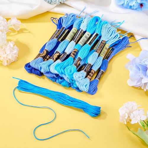 FASHEWELRY 183 Yards Polyester Embroidery Floss Blue Crewel Cross Stitch Threads 1mm 6-Ply Embroidery Thread Bulk for Sewing Bracelet Making Knitting Art Crafts Supply - color: Blue, size: 1mm