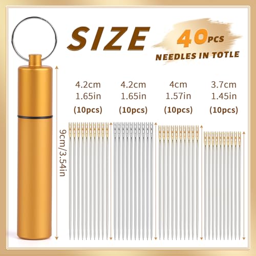 GarfxG Self Threading Needles 40pcs Easy Threading Steel Hand Sewing Needle - style: 40pcs-Gold / Silver Tail