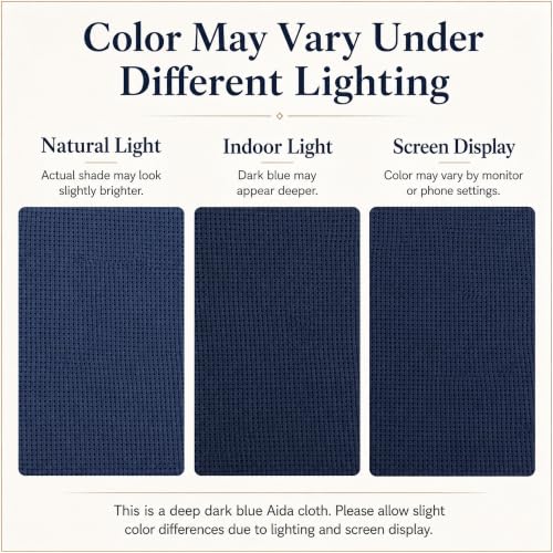 14 Count Aida Cloth, Dark Blue Cotton Cross Stitch Fabric, 30 x 39 Inch - color: Dark Blue