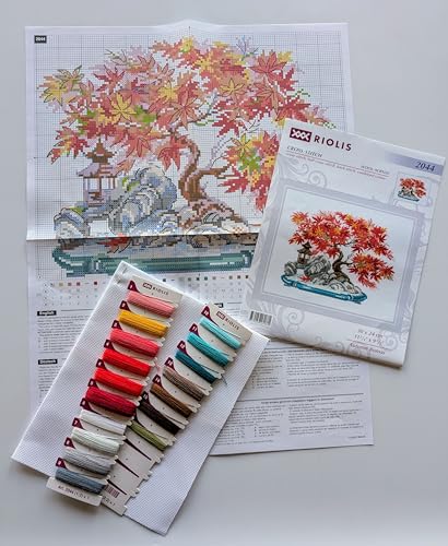 RIOLIS 2044 Autumn Bonsai Counted Cross Stitch Kit 11.75 x 9.5 in - style: Autumn Bonsai 2044