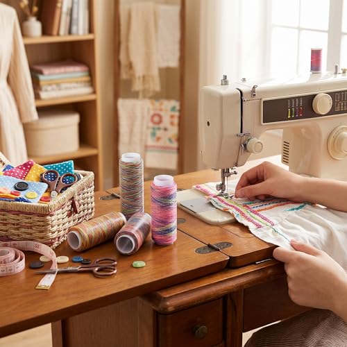 5pcs Multicolor Gradient Sewing Quilting Embroidery Thread Spools Garment Accessory, Polyester, Multicolor