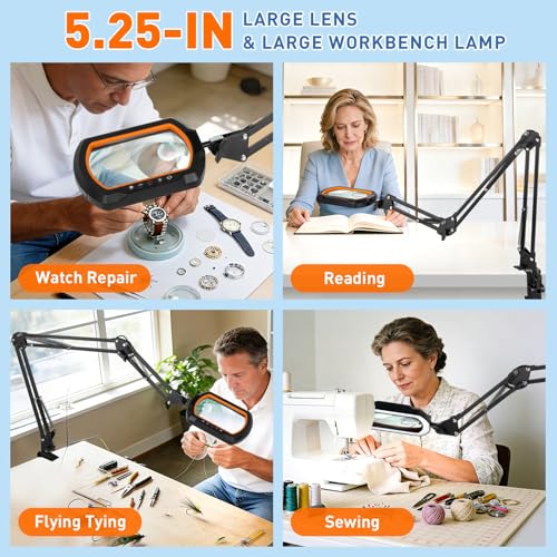 HITTI 30X & 12X Square Ultra Long Magnifying Glass with Light and Clamp - color: Yellow, size: 12X 30X