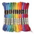 12 Skeins Cross Stitch Threads 0.5mm Embroidery Floss 6 Ply Polyester Friendship Bracelets Floss Crafts Floss 12 Color 8.75 Yards(8m)/Skein - color: 12 Skeins, Rainbow Color