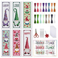 FREEBLOSS 6Pcs Cross Stitch Bookmark Kits Gnome Elf Pattern Stamped Embroidery Bookmarks Beginner Embroidery Kit with Instructions Counted Cross Stitch Kit for Hand Embroidery Gift - style: Gnomes